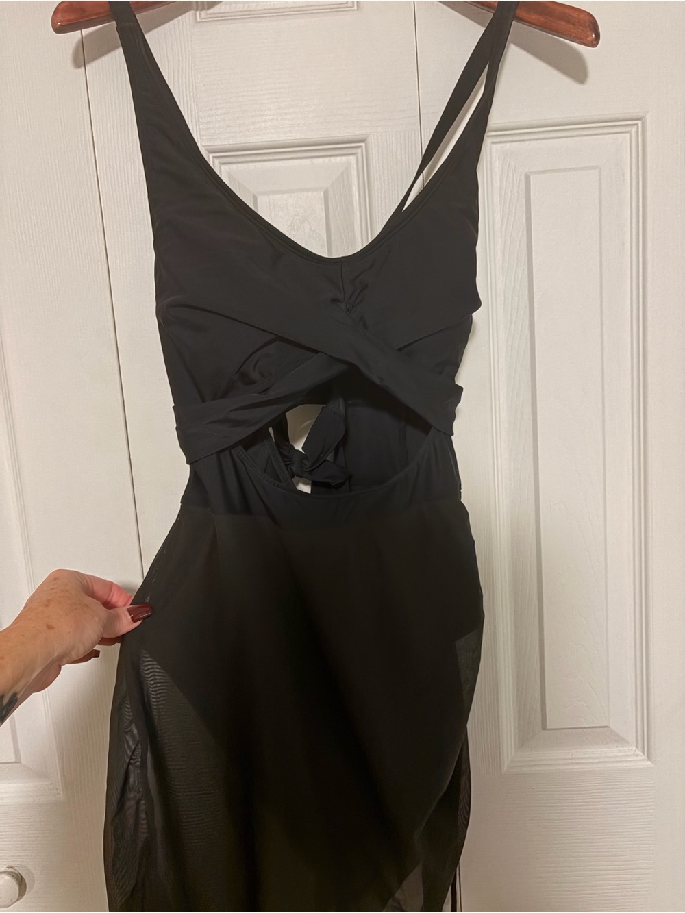 Women’s Black Sexy Cutout Mesh Bathing Suit